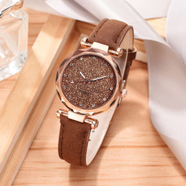 Casual Women Romantic Starry Sky Wrist Watch bracelet Leather Rhinestone Designer Ladies Clock Simple Dress Gfit Montre Femme