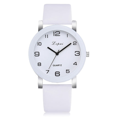 LVPAI Woman's Watch Fashion Simple White Quartz Wristwatches Sport Leather Band Casual Ladies Watches Women Reloj Mujer Ff