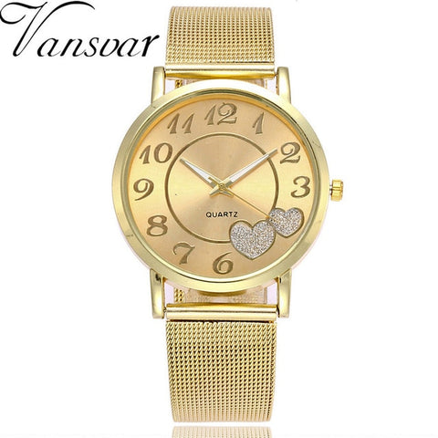 2019 Vansoar Fashion Simple Brand Women Watch Stainless Steel Strap Pin Buckle Ladies Clock Quartz Wrist Watches zegarek damski