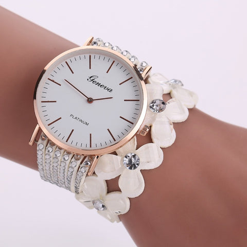 Fashion Geneva Flowers Watches Women Dress Elegant Quartz Bracelet Ladies Watch Crystal Diamond Wrist Watch Gift Reloj Mujer