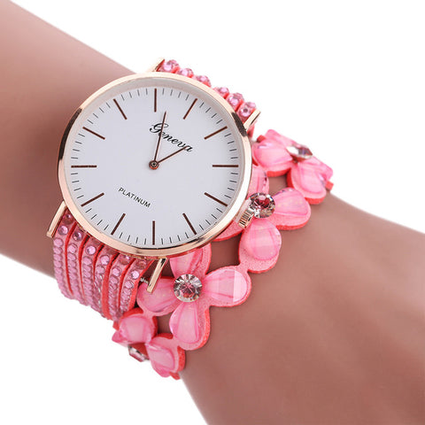 Fashion Geneva Flowers Watches Women Dress Elegant Quartz Bracelet Ladies Watch Crystal Diamond Wrist Watch Gift Reloj Mujer