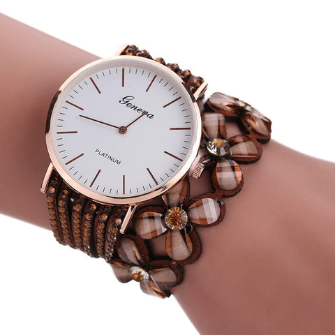 Fashion Geneva Flowers Watches Women Dress Elegant Quartz Bracelet Ladies Watch Crystal Diamond Wrist Watch Gift Reloj Mujer