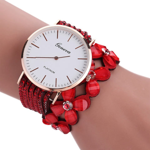 Fashion Geneva Flowers Watches Women Dress Elegant Quartz Bracelet Ladies Watch Crystal Diamond Wrist Watch Gift Reloj Mujer