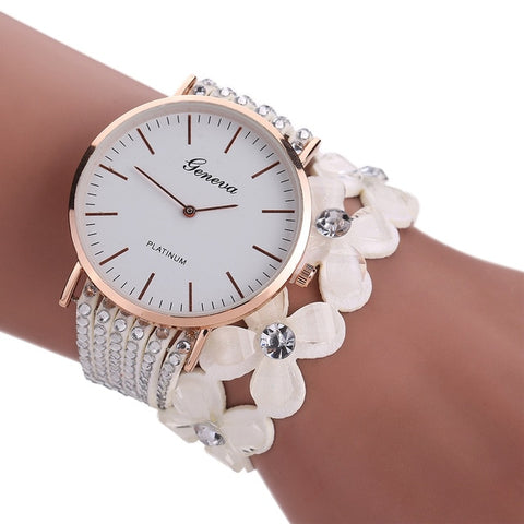 Fashion Geneva Flowers Watches Women Dress Elegant Quartz Bracelet Ladies Watch Crystal Diamond Wrist Watch Gift Reloj Mujer