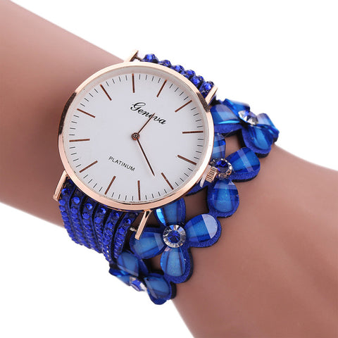 Fashion Geneva Flowers Watches Women Dress Elegant Quartz Bracelet Ladies Watch Crystal Diamond Wrist Watch Gift Reloj Mujer