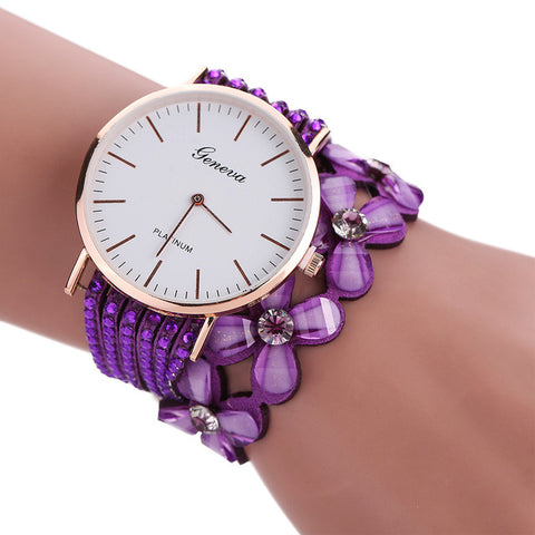 Fashion Geneva Flowers Watches Women Dress Elegant Quartz Bracelet Ladies Watch Crystal Diamond Wrist Watch Gift Reloj Mujer