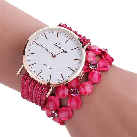 Fashion Geneva Flowers Watches Women Dress Elegant Quartz Bracelet Ladies Watch Crystal Diamond Wrist Watch Gift Reloj Mujer