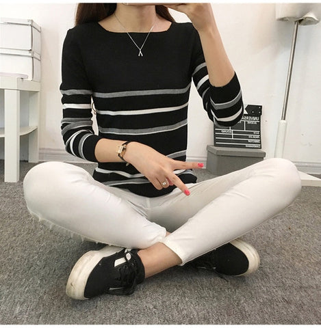 TIGENA Autumn Winter Sweater Women 2019 Knitted High Elastic Jumper Women Sweaters And Pullovers Female Black Pink Tops Ladies