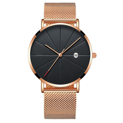 Relogio Masculino Men's Watch Luxury Ultra-thin Watch Men Steel Mesh Belt Fashion Watch Monte Homme Calendar Clock Reloj Hombre