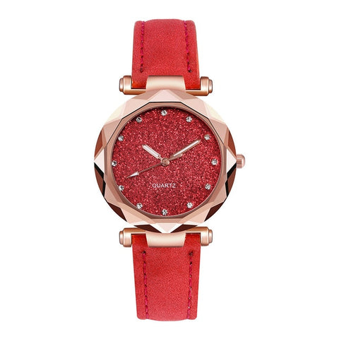 Luxury Women Watches 2019 Fashion Starry Sky Quartz Wristwatches Leather Romantic Rhinestone Ladies Clock relogio feminino *50