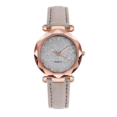 Luxury Women Watches 2019 Fashion Starry Sky Quartz Wristwatches Leather Romantic Rhinestone Ladies Clock relogio feminino *50