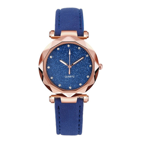 Luxury Women Watches 2019 Fashion Starry Sky Quartz Wristwatches Leather Romantic Rhinestone Ladies Clock relogio feminino *50