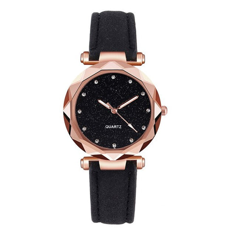 Luxury Women Watches 2019 Fashion Starry Sky Quartz Wristwatches Leather Romantic Rhinestone Ladies Clock relogio feminino *50