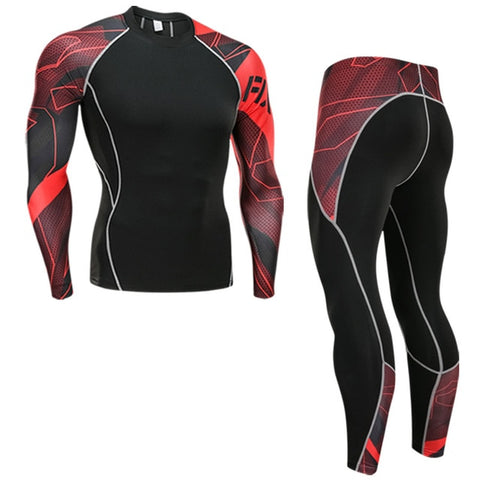 Winter Thermal Underwear Set Men's Sportswear Running Training Warm Base Layer Compression Tights Jogging Suit Men's Gym 2019