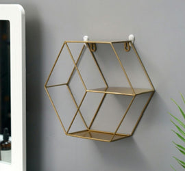 Nordic INS Metal Decorative Hanging Shelf Round Hexagon Storage Holder Shelves Home Wall Decoration Potted Ornament Stand Rack