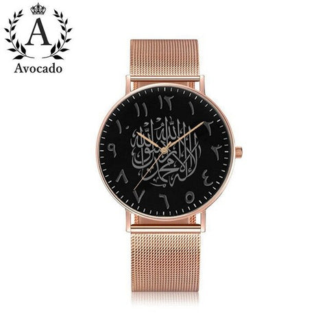 Avocado Luxury Brand Men'S Watches Black Arabic Quartz Watch Rose Gold Stainless Steel Mesh With Simple Clock Reloj Masculino