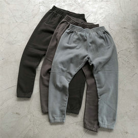Winter Kanye West Heavy cotton Fleece Sweatpants High Quality Hip Hop Distressed Jogger Pants