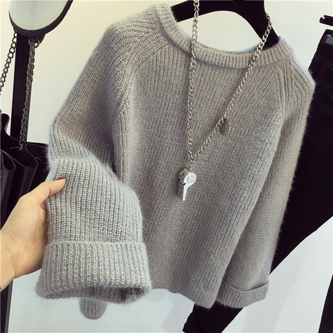 Winter New Shining Fluffy Soft Mohair Warm Sweater For Women Sweaters Pullovers Pull Femme Tricot Jersey Tops Jumper