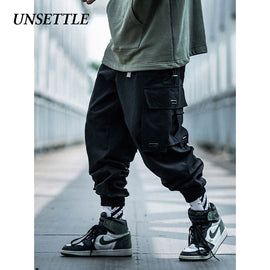 UNSETTLE 2019 Japanese Side Pocket Cargo Harem Pants Mens Casual Jogger Streetwear Hip Hop Streetwear Trousers Male