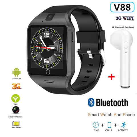 V88 Android Smart Watch Q18 Plus With Sim Card 500W camera support 3G Wifi video Play Store Download APP Smart Clock PK QW09 X01