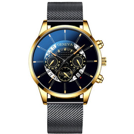 New Luxury Men's Watch Alloy Mesh Belt Multicolor Calendar Large Dial Wrist Watch Male Casual Trendy Business Gift Clock