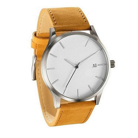 Dropshipping Couple Fashion Leather Band Analog Quartz Round Wrist Business men's watch Male Clock Wristwatch erkek kol saati