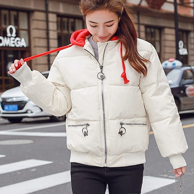 Winter Women'S Jacket Plus Size Embroidery Hooded Zipper Parka Cotton Coats Female Jackets Korean Windproof Thick Warm Outerwear