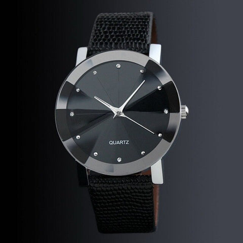 Diamond Pu Band Fashion Watch Casual Couple Watch Men and Women Students Children Watch Fashion Cheap Classic Black Dial