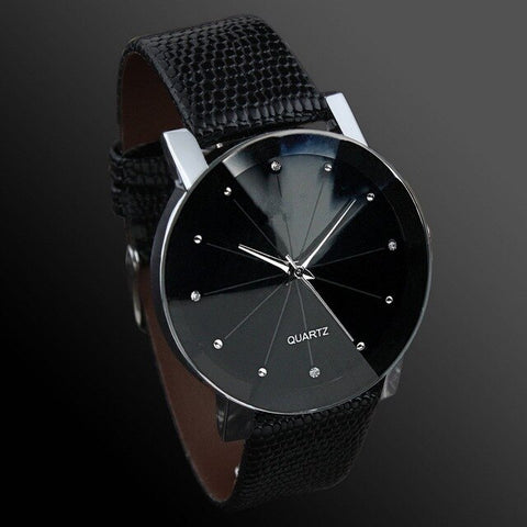 Diamond Pu Band Fashion Watch Casual Couple Watch Men and Women Students Children Watch Fashion Cheap Classic Black Dial