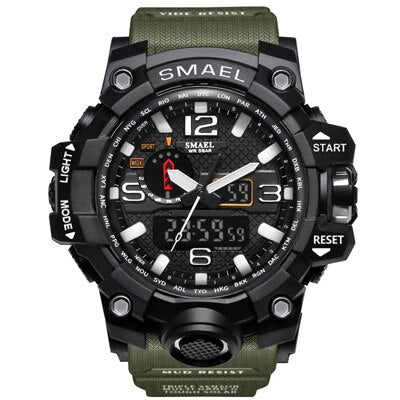 Dual Display Mens Military Quartz Wristwatch Men Resistant Sports Digital Watch