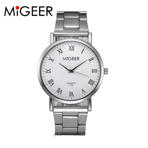 MIGEER New Fashion Watches Men Stainless Steel Men's Watch Quartz Clock Simple Design Men's Watches montre homme Gift For Men