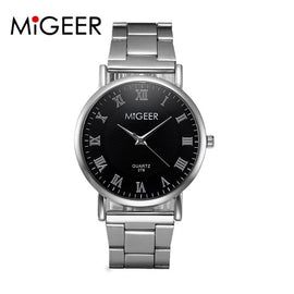 MIGEER New Fashion Watches Men Stainless Steel Men's Watch Quartz Clock Simple Design Men's Watches montre homme Gift For Men