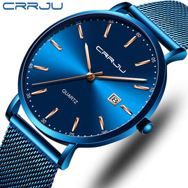 CRRJU men watch Top Brand Luxury men's wristwatch Fashion Casual ultra-thin Minimalist watch Quartz date clock Relogio Masculino