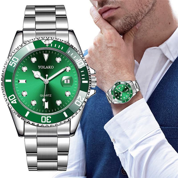 Men's Watch New Luxury Business Watch Men Waterproof Date Green Dial Watches Fashion Male Clock Wrist Watch Relogio Masculino