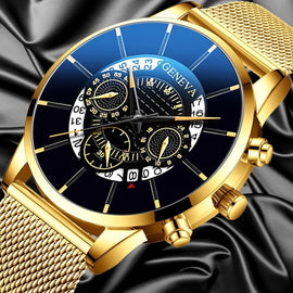 New Luxury Men's Watch Alloy Mesh Belt Multicolor Calendar Large Dial Wrist Watch Male Casual Trendy Business Gift Clock