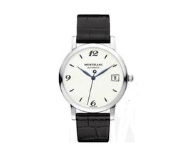 Montblanc Men' s 34 mm Black Leather Band Steel case Automatic Watch 111590