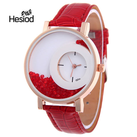 New Fashion Leather Strap Women Rhinestone Wrist Watches Casual Women Dress Watches Crystal Solid Color Hot Relogio Feminino