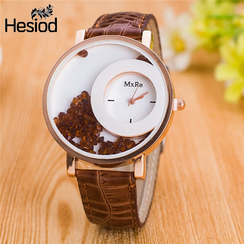 New Fashion Leather Strap Women Rhinestone Wrist Watches Casual Women Dress Watches Crystal Solid Color Hot Relogio Feminino