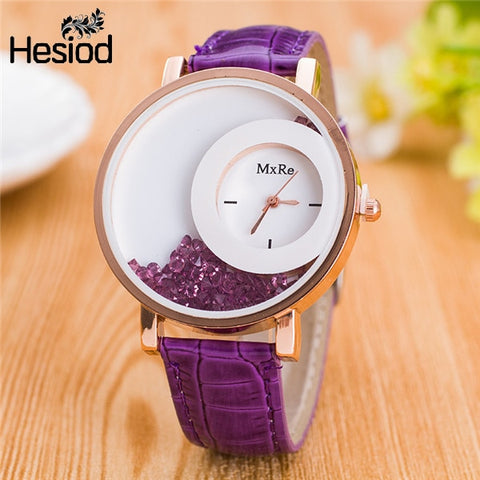 New Fashion Leather Strap Women Rhinestone Wrist Watches Casual Women Dress Watches Crystal Solid Color Hot Relogio Feminino