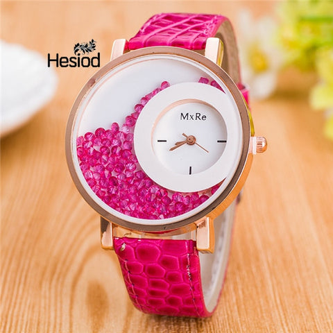 New Fashion Leather Strap Women Rhinestone Wrist Watches Casual Women Dress Watches Crystal Solid Color Hot Relogio Feminino