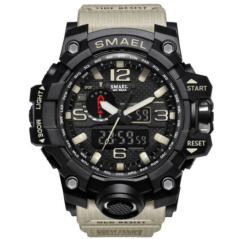 SMAEL Brand Men Sports Watches Dual Display Analog Digital LED Electronic Quartz Wristwatches Waterproof Swimming Military Watch