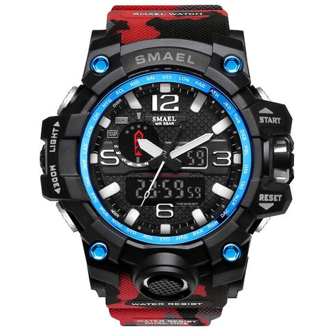 SMAEL Brand Men Sports Watches Dual Display Analog Digital LED Electronic Quartz Wristwatches Waterproof Swimming Military Watch