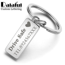 Custom Engraved Keychain For Car Logo Name Stainless Steel Personalized Gift Customized Anti-lost Keyring Key Chain Ring P009