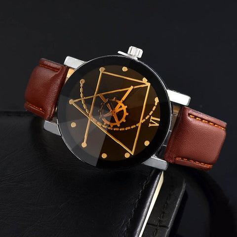 CTPOR Watch Man Watches Special Desgin Gear Sports hot Fashion Men's Leather Needle Length quartz Wristwatch Male Clock Relogio