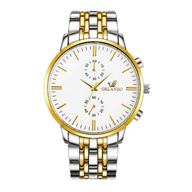 Men Watches New ORLANDO Fashion Quartz Watch Men's Silver Gold Plated Stainless Steel Wristwatch Masculino Relogio Drop Shipping