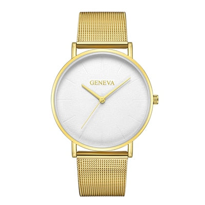 GENEVA Simple Women Watches Top Brand Luxury Stainless Steel Mesh Quartz Wristwatches Fashion Clock ladies Watch Montre Femme