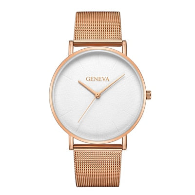 GENEVA Simple Women Watches Top Brand Luxury Stainless Steel Mesh Quartz Wristwatches Fashion Clock ladies Watch Montre Femme