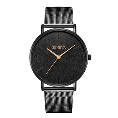 GENEVA Simple Women Watches Top Brand Luxury Stainless Steel Mesh Quartz Wristwatches Fashion Clock ladies Watch Montre Femme