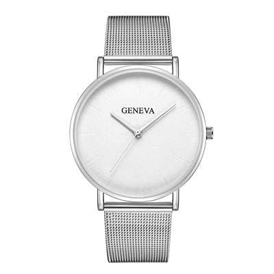 GENEVA Simple Women Watches Top Brand Luxury Stainless Steel Mesh Quartz Wristwatches Fashion Clock ladies Watch Montre Femme