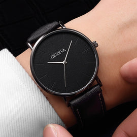 Fashion Men's Leather Casual Analog Quartz Wrist Watch Business Watches Analog horloges Simple Assista polshorloge Manner B40